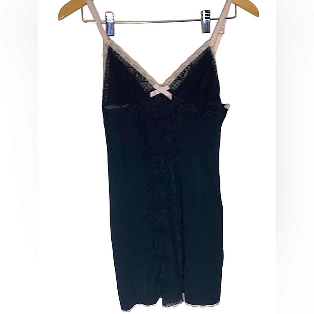 Victoria’s Secret Chemise Slip Dress Black with light pink straps
